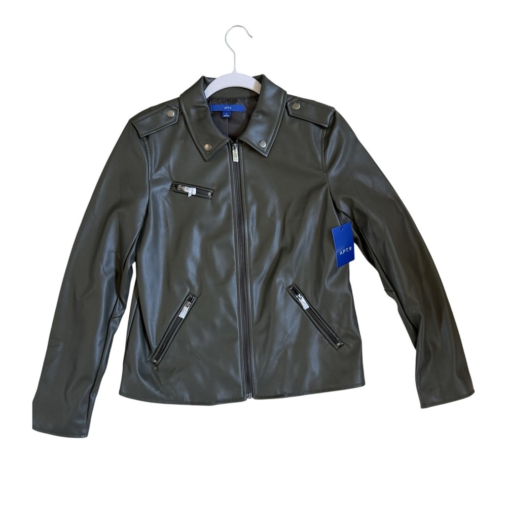NWT Apt 9 Women's Faux Green Leather Jacket Size: Small